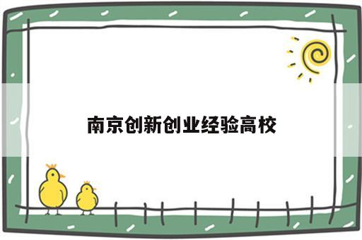 南京创新创业经验高校