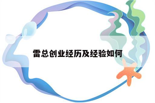 雷总创业经历及经验如何