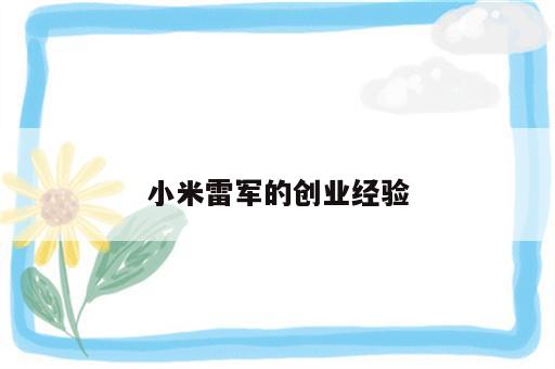 小米雷军的创业经验
